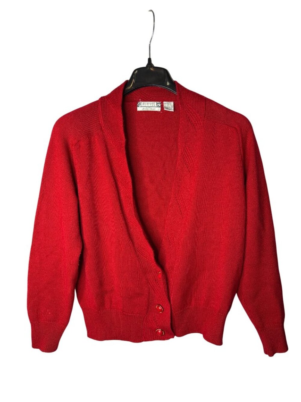 Vintage Womens Braemar Petites By Jeremy Scott Cardigan Size M Shoulder Pads